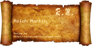 Reich Martin névjegykártya